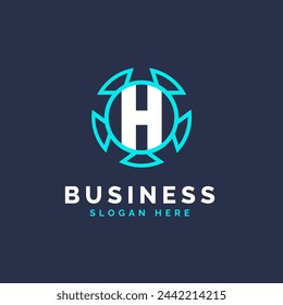 Letter H Technology Logo Design, Modern Alphabet H Logo Template