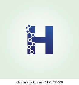 Letter H Technology Logo, Simple Icon With Network Shape design