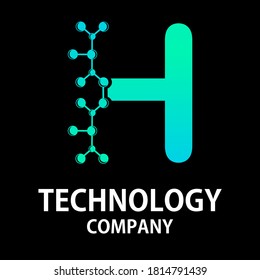 Letter h technology logo template illustration. suitable for biology, science, electric, energy, brand etc