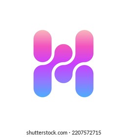 Letter H technology modern logo design template