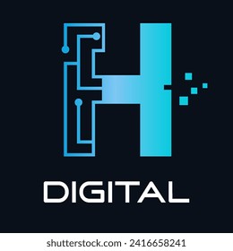 Letter h technology vector logo template. Suitable for technology, digital, web, link, internet, media etc