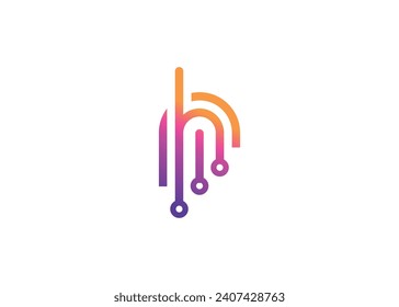 Letter H Technology vector monogram logo design template. Letter H molecule, Science and Bio technology Vector logo