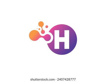 Letter H Technology vector monogram logo design template. Letter H molecule, Science and Bio technology Vector logo