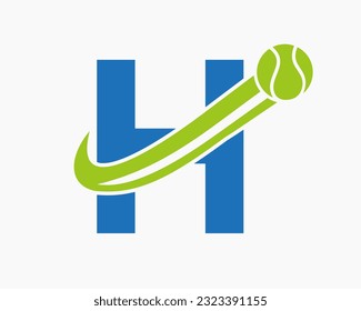 Letter H Tennis Club Logo Design Template. Tennis Sport Academy, Club Logo