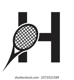 Letter H Tennis Logo. Paddle Symbol Vector Template