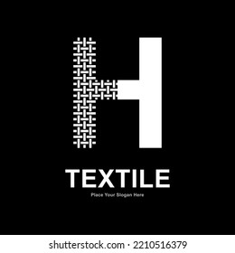 Letter H textile pattern and sewing logo vector design. Suitable for business, textile fabric, initial name, fashion, and knitting