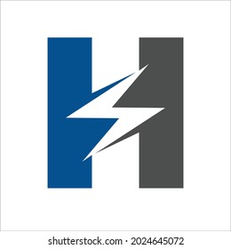 letter H with thunder bolt or electric symbol in the middle
