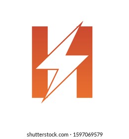 Letter H thunder power shape logo icon. Electrical Icon logo concept.
