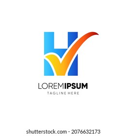 Letter H Tick or Check Mark Logo Design Vector Icon Graphic Emblem Illustration Background Template