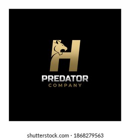 Letter H Tiger, Predator Logo Design Vector