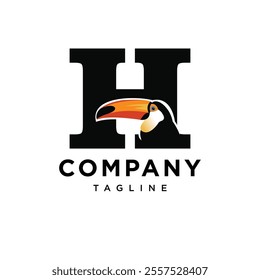 Letter H Toucan Logo Icon Vector