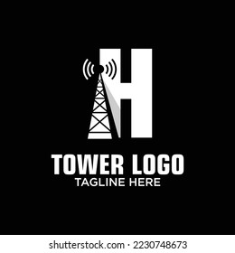 Letter H Tower Logo Design Vorlage Inspiration, Vektorgrafik.