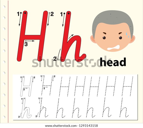 letter h tracing alphabet worksheets illustration stock vector royalty free 1292309326