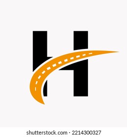 Logo De Transporte De Letra H, Plantilla De Diseño De Signos De Transporte. Elemento de logotipo de la carretera de automoción