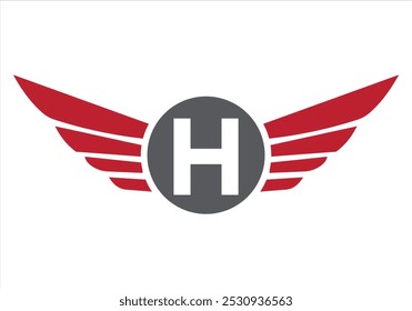 Letter H Transportation Logo Design. Wing Symbol For Freight Sign