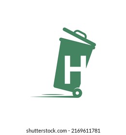 Letter H in the trash bin icon illustration template vector