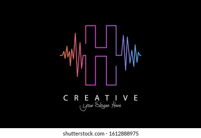 Letter H Trendy Design Logo Concept. Creative Icon Logo with Sound Wave Vector Illustration.