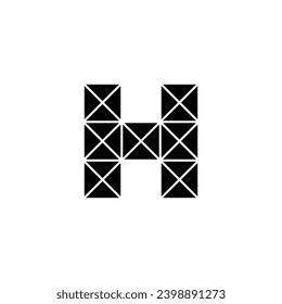 Letter H triangle, square geometric symbol simple logo vector