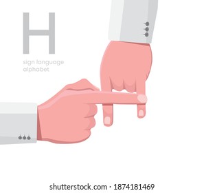 Der Buchstabe 'H. Türkisches Handalphabet mit Behinderung H. Hand deaktiviert. Hand Zunge. Lernen des Alphabets, nonverbale Kommunikation, Ausdrucksgesten Vektor.