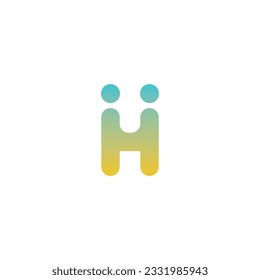 Letter H Two People Logo Design. H Logo Vector