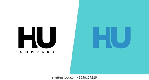 Letter H and U, HU logo design template. Minimal monogram initial based logotype.