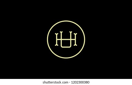 LETTER H AND U LOGO WITH CIRCLE FRAME FOR LOGO DESIGN OR ILLUSTRATION USE