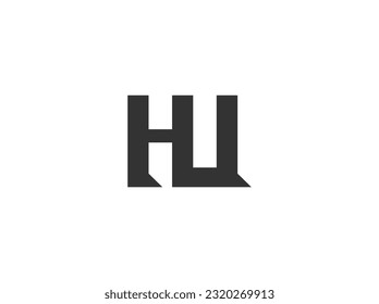Letter h u logo design for company brand, initial wedding invitation, business finance, vector and illustration,