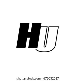 letter H and U logo overlapping black negative