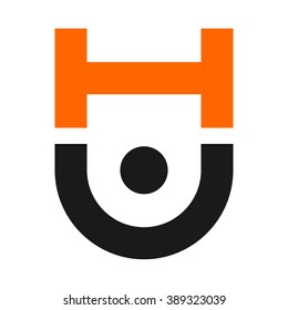 letter H and U and shield logo vector.