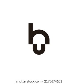 Letter h u unique geometric symbol simple logo vector