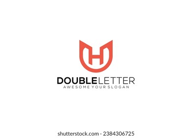 letter h and u vector template logo design