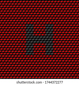 Letter H uppercase and ribbed textured black color on textured surface, editable vector