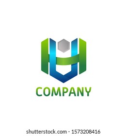 Letter H and V logo design 