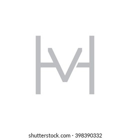 letter H and V monogram square shape logo gray