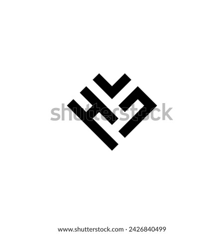 Letter H V n square, heart geometric symbol simple logo vector