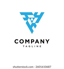 Letter H V Triangle Tech Logo Icon Vector