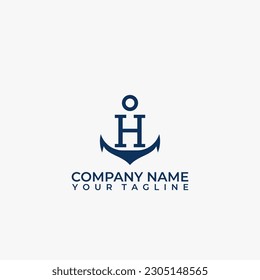 Letter H vector logo integrated in a simple minimalist anchor shape.