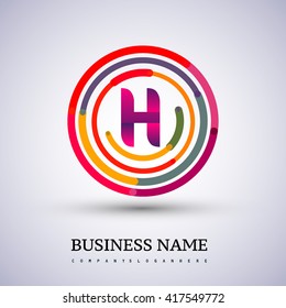 Letter H vector logo symbol in the colorful circle thin line. Design for your business or company identity.