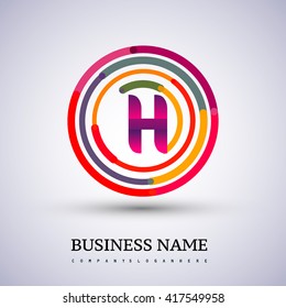 Letter H vector logo symbol in the colorful circle thin line. Design for your business or company identity.