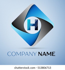 Letter H vector logo symbol in the colorful rhombus. Vector template for your design
