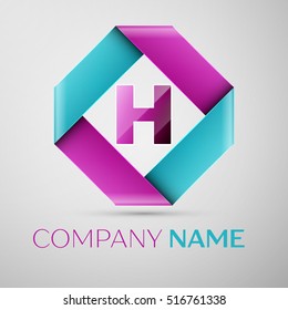Letter H vector logo symbol in the colorful rhombus. Vector template for your design