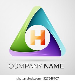 Letter H vector logo symbol in the colorful triangle. Vector template for your design