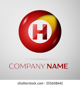 Letter H vector logo symbol in the colorful circle on grey background. Vector template for your design