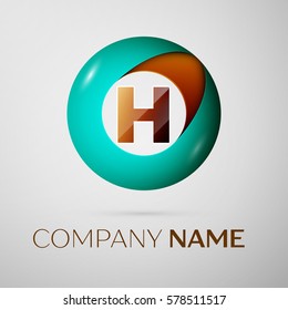 Letter H vector logo symbol in the colorful circle on grey background. Vector template for your design