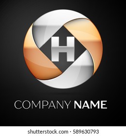 Letter H vector logo symbol in the colorful circle on black background. Vector template for your design