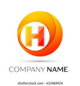 Letter H vector logo symbol in the colorful circle on grey background. Vector template for your design