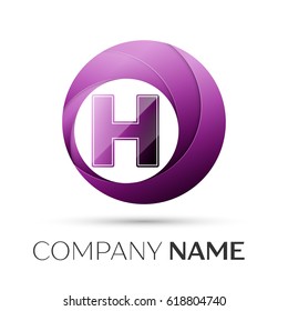 Letter H vector logo symbol in the colorful circle on grey background. Vector template for your design