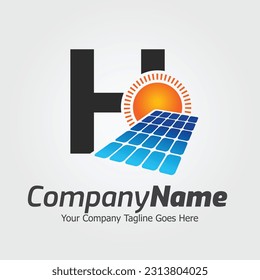 Letter H vector logo template, Colorful Letter H logo, Solar power logo design,  Solar panel logo, Renewable energy, Solar energy brand