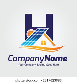 Letter H vector logo template, Colorful Letter H logo, Solar power logo design,  Solar panel logo, Renewable energy, Solar energy brand