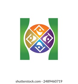 Plantilla del logotipo del Vector de la letra H, logotipo colorido de la letra H, logotipo de la compañía financiera, icono del Vector de la Plantilla del diseño del logotipo de los asesores del instituto financiero